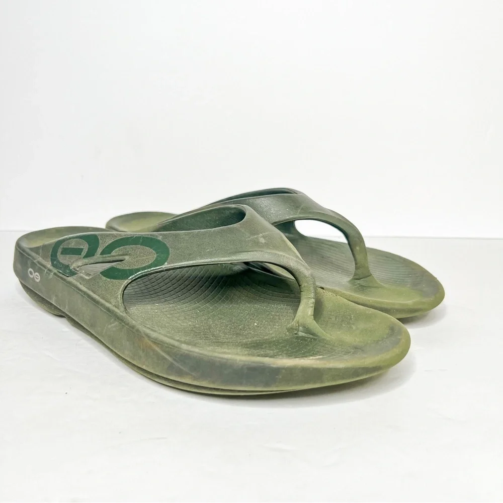 Green Thong Sandals with Thick Sole